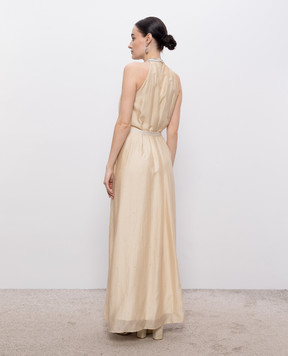Peserico Beige dress with crystals and a monil chain E02352A6640A