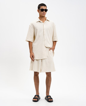 Off-White Beige terry shorts with logo pattern 44MCB092C9J001