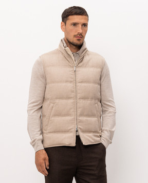 Enrico Mandelli Beige wool and cashmere down vest 4T772A5804