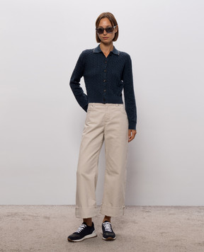 Brunello Cucinelli Blue cardigan with lurex MAZ226116