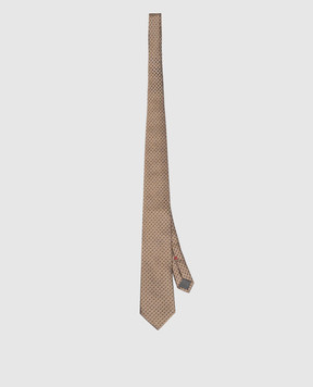 Brunello Cucinelli Beige silk tie with woven pattern MI8990018