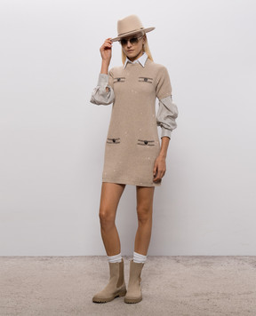 Brunello Cucinelli Beige dress with sequins MDV745A90