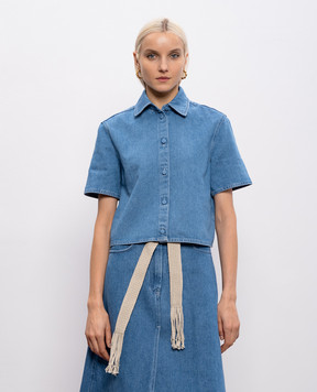 Agnona Blue denim shirt with linen TD1119YU2131