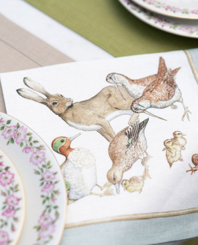 TESSITURA TOSCANA TELERIE BARN FRIENDS Linen White Serving Napkin Set NT240049020067
