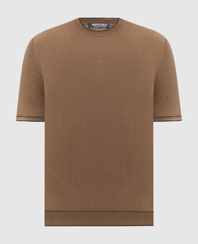 Bertolo Cashmere Brown T-shirt with contrast trim 902204002056