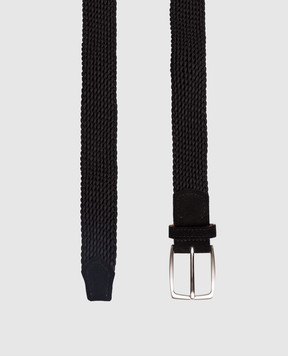 ISAIA Black suede braided belt FB0047PLF61