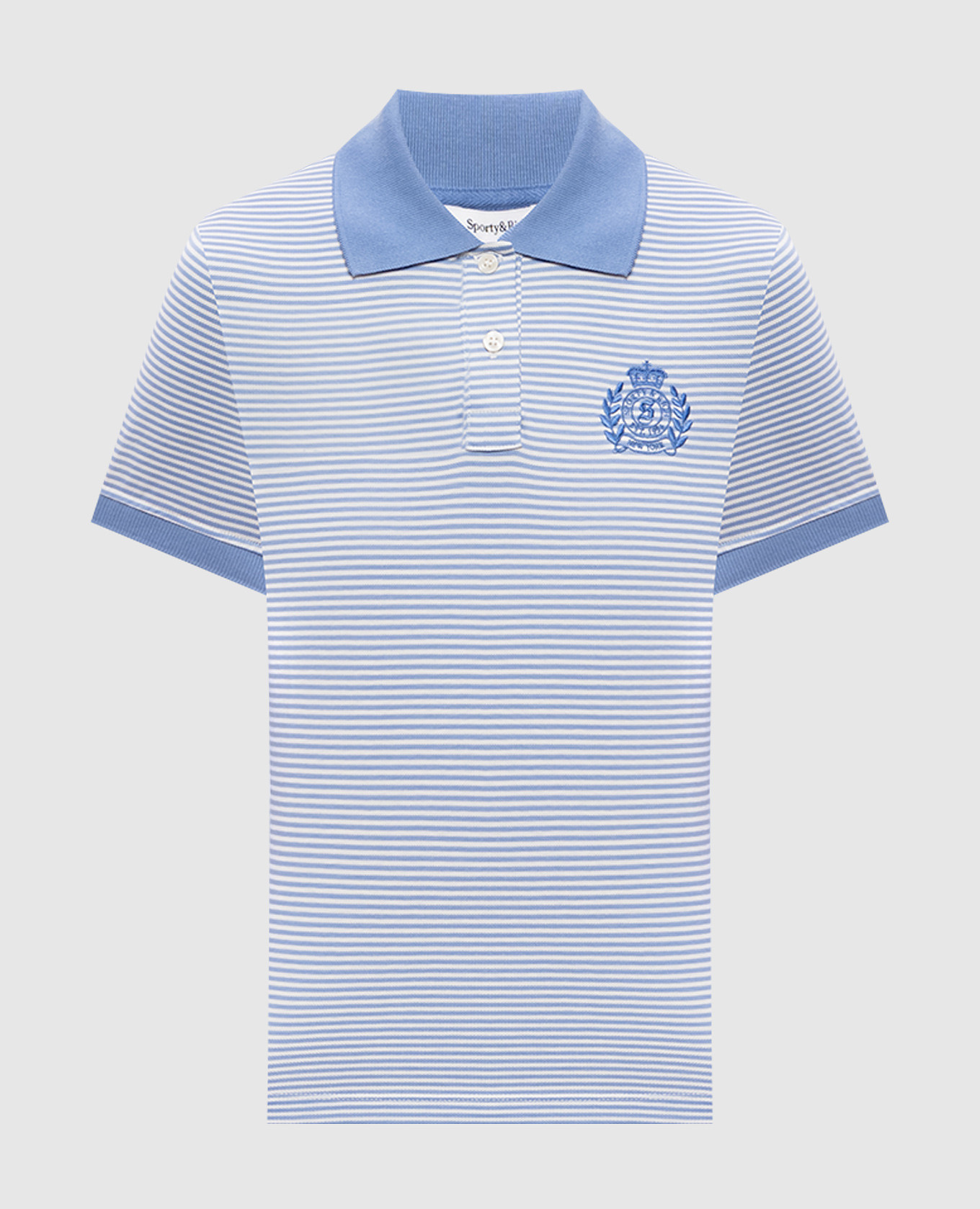 NY Crest Prep Striped Polo with Embroidered Emblem Sporty & Rich