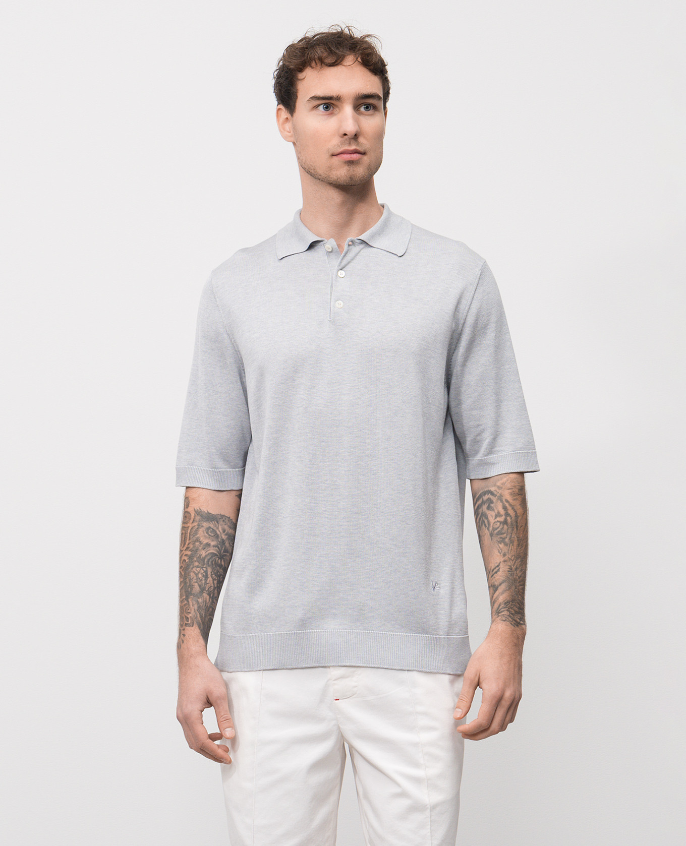 Gray silk polo shirt ISAIA 3