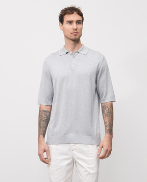 ISAIA Gray silk polo shirt MG8262Y0470
