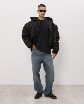 Vetements Black t-shirt with logo print MH27TR142Bm