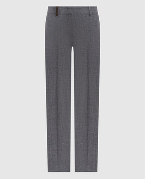 Peserico Gray wool patterned pants A0471806413