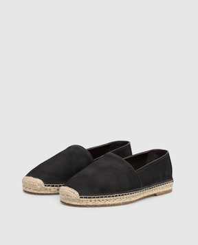 Brunello Cucinelli Black leather espadrilles MZUOXPQ726