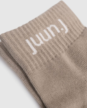 Juun.j Khaki socks with logo pattern JC63KTP52A