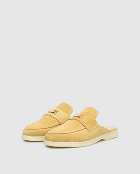Babe Pay Pls Yellow suede loafers with logo engraving 231108ZA