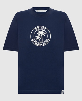 Palm Angels Blue t-shirt with logo print PAWAA006JR006