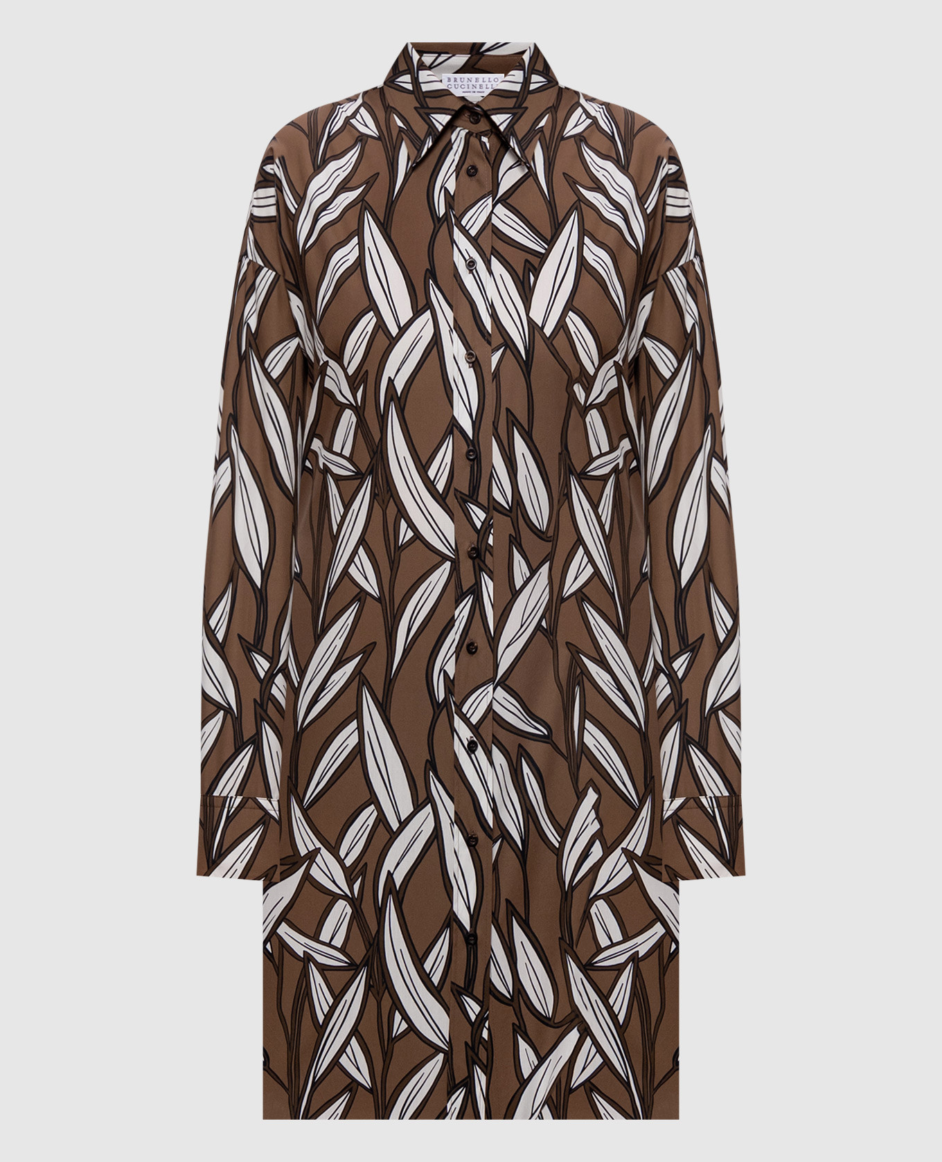

Brown printed shirt dress Brunello Cucinelli