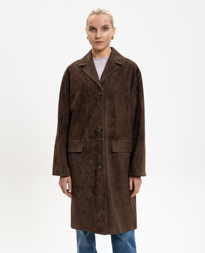 Max Mara Brown suede coat SMMORTENSIA SMMORTENSIA