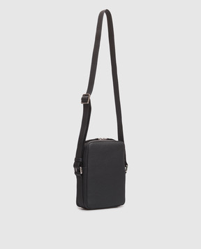Enrico Mandelli Blue leather bag with textured logo 0FRONT7213