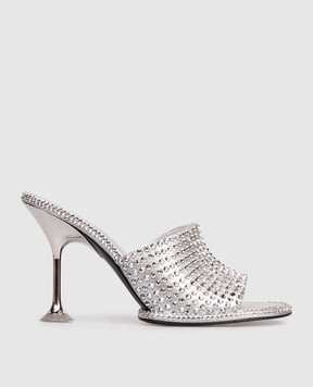 Sergio Rossi Orb silver leather mules B13590MFL380