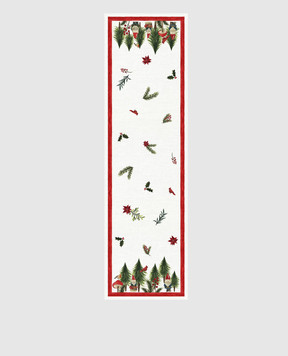 TESSITURA TOSCANA TELERIE White linen runner JOLLY ELF NT240112020067