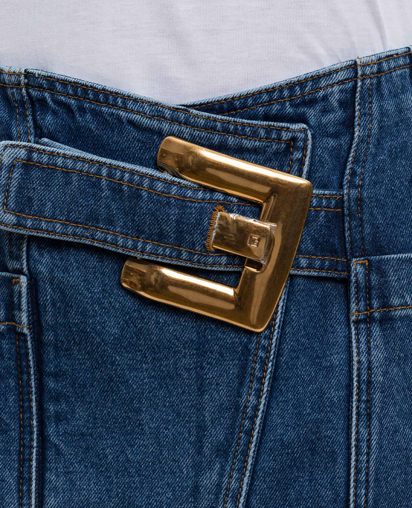Blue denim mini skirt with buckle Balmain 5