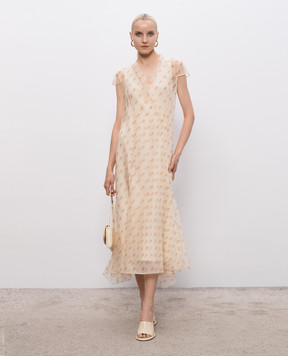 Khaite Meera beige floral silk dress 56263436