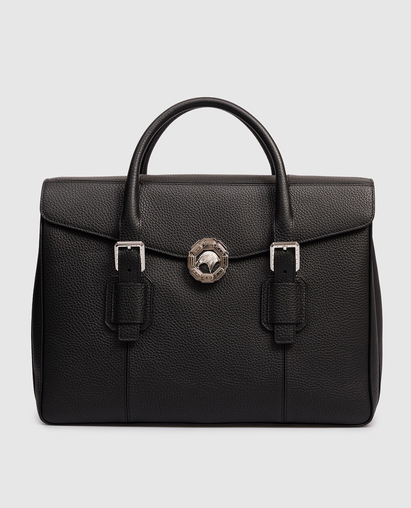 

Black leather briefcase with emblem Stefano Ricci