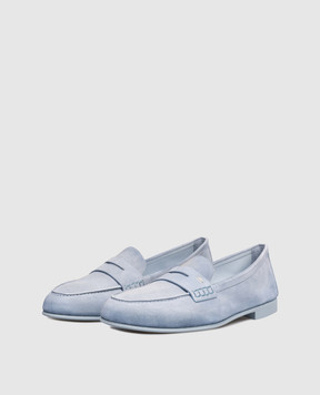 Santoni Blue suede loafers WUVD72025GOMSAEA