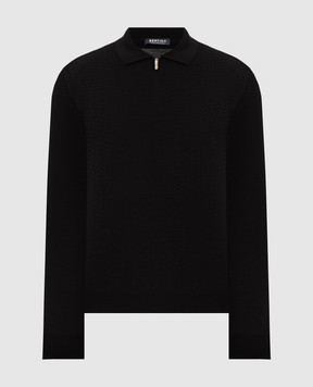 Bertolo Cashmere Black wool and silk polo shirt 902473002514
