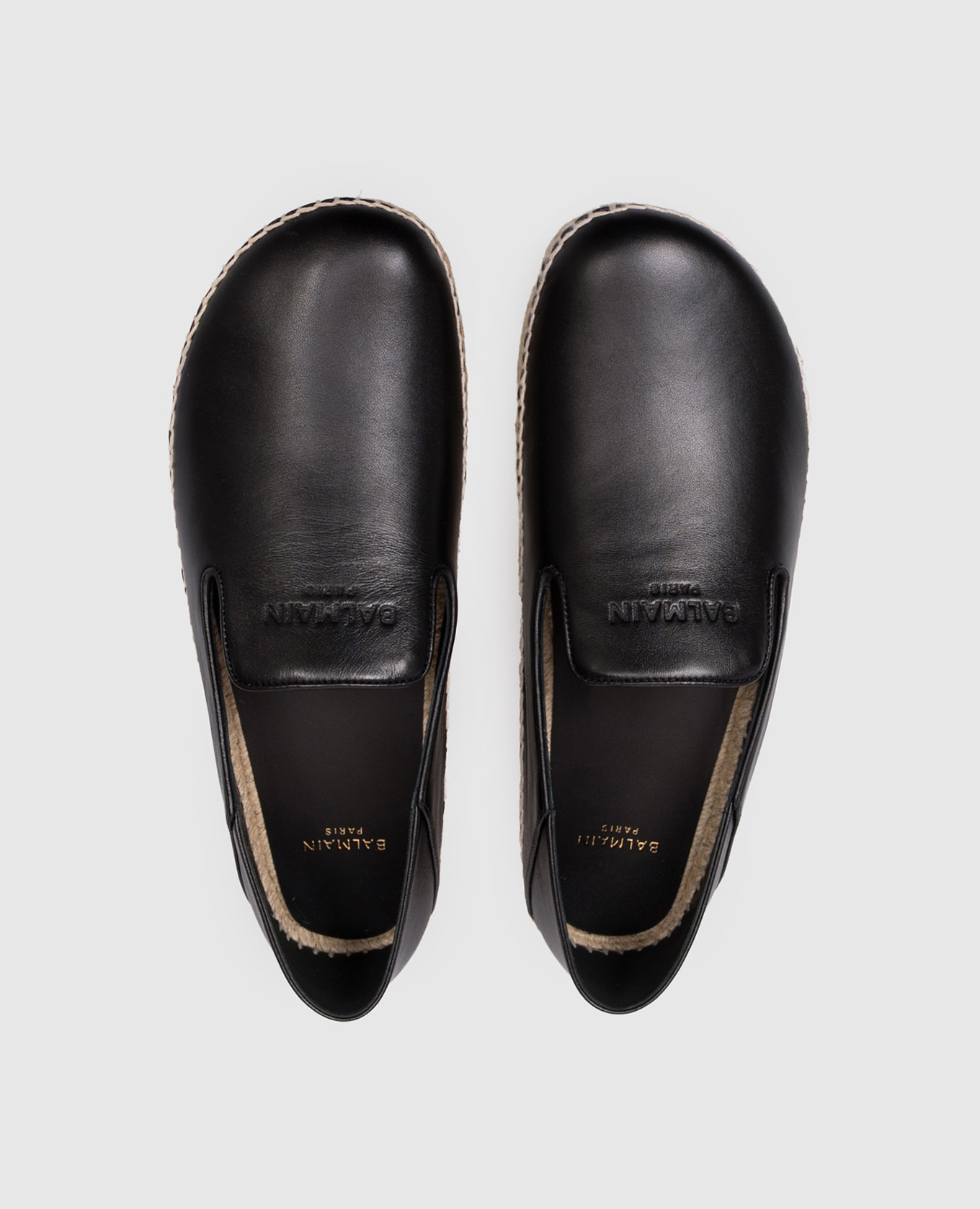 Black leather espadrilles with embossed logo Balmain 4