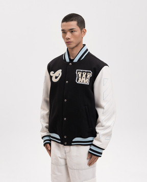 Off-White Black combination bomber jacket with stripes 44XJA122S26L002
