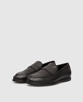 Stefano Ricci Black leather loafers with emblem UC64G2407VTDWY