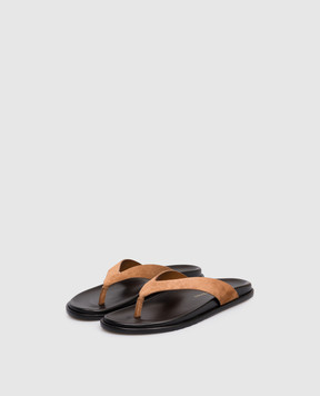 Stuart Weitzman Marykate brown suede flip-flops SN813