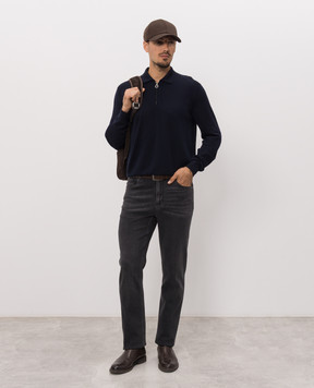 Stefano Ricci Blue cashmere polo shirt W505022P30W26301
