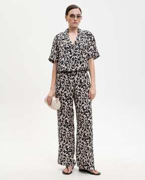 Asceno Black Loreto printed silk pants B065F04C504