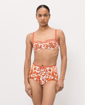 Dolce&Gabbana White swimsuit with branded print and textured logo O8A27JONO19