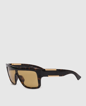 Bottega Veneta Brown Tortoiseshell Injected Aviator Sunglasses 872385VBL80
