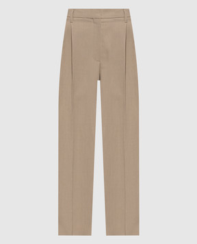 Brunello Cucinelli Beige linen pants with monil chain MH126P8292