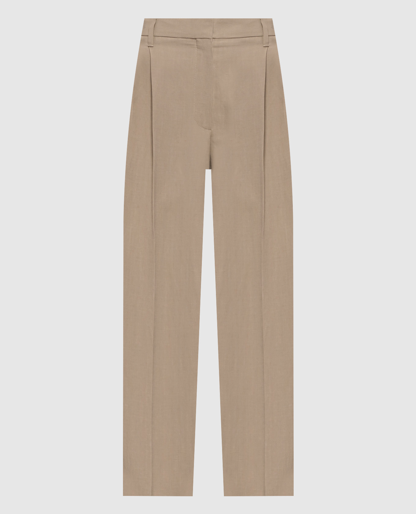 Beige linen pants with monil chain