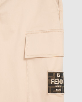 Fendi Children's beige cargo pants with logo patch JMF600AS5Y812+