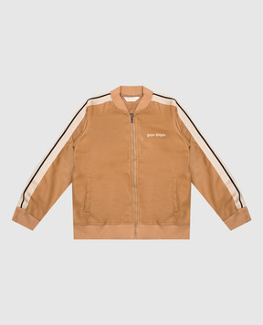 Palm Angels Children's brown sports jacket with logo embroidery F6PAJBJK163