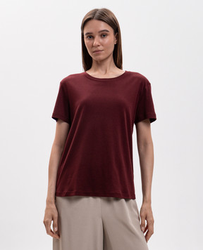 Max Mara SEGALE burgundy t-shirt with embroidery SMMSEGALE