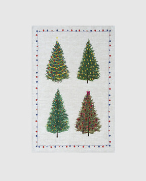 TESSITURA TOSCANA TELERIE Gray kitchen towel FAIRY TREES made of linen NC210032080037