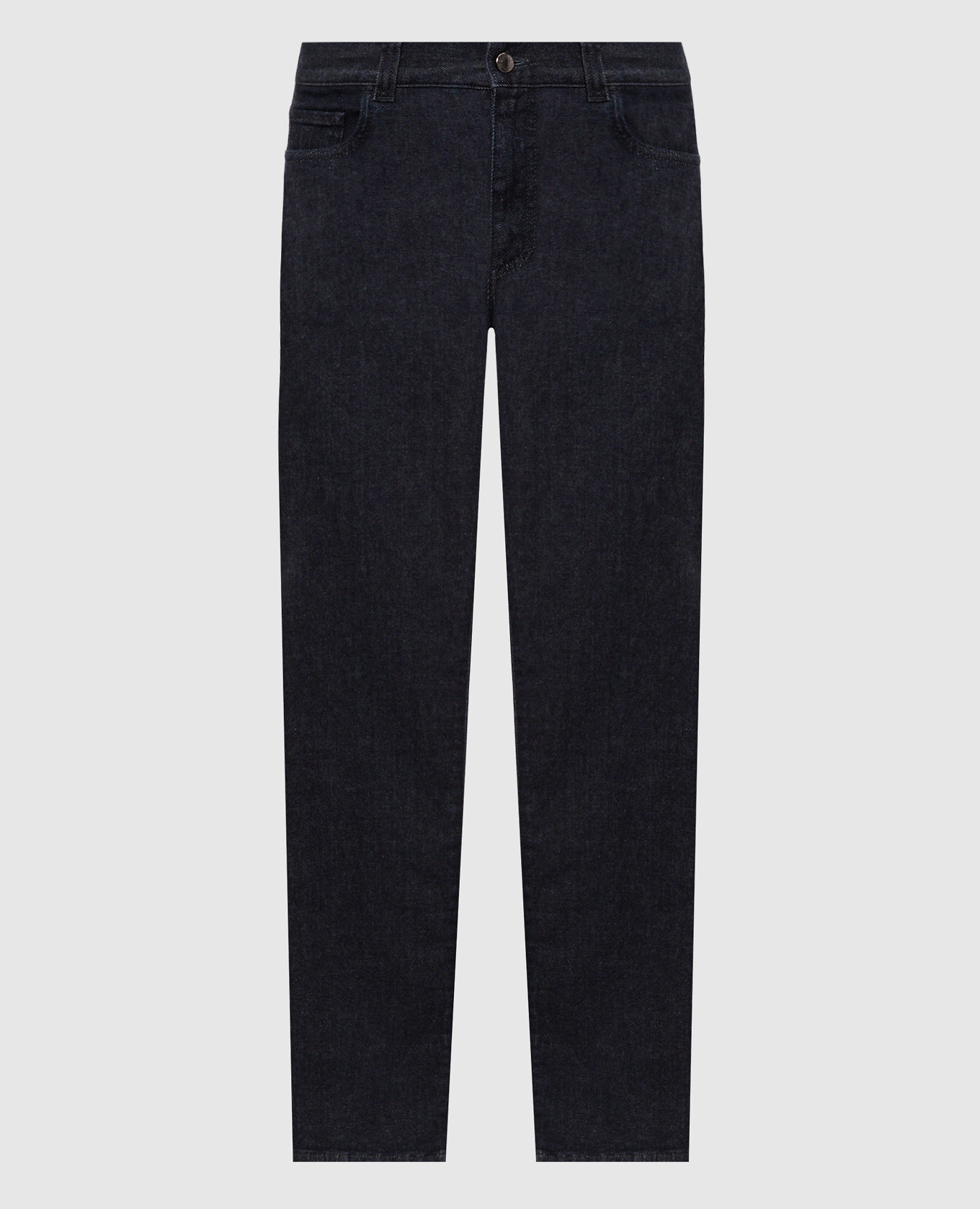 Blue jeans with logo patch