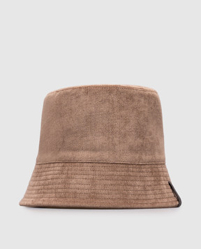 Brunello Cucinelli Brown corduroy panama hat with monil chain MCAP90229P