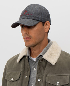 Brunello Cucinelli Gray striped wool cap MV4419850