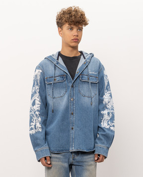 Off-White City Nature blue denim shirt with hood 44MYD05XF26D001