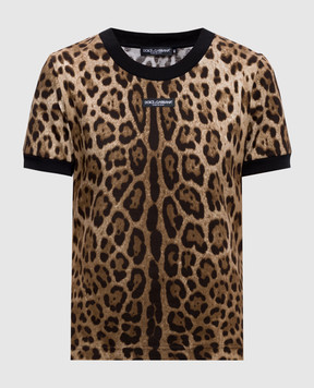 Dolce&Gabbana T-shirt in leopard print with logo patch F8N08TFS78S