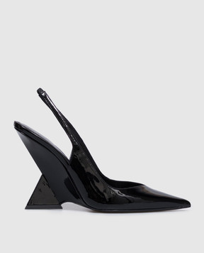 The Attico Cheope black patent leather slingbacks 250WSH00779LBT002AA
