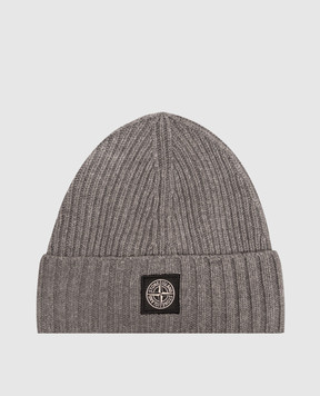 Stone Island Children's gray hat with wool and cashmere L2S16N100003S00M3